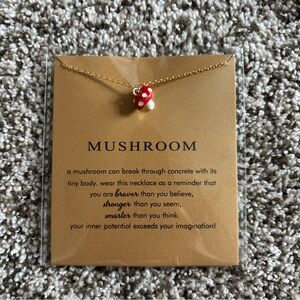 Mushroom Pendant Necklace Gold Chain Cottagecore Fairycore Gift